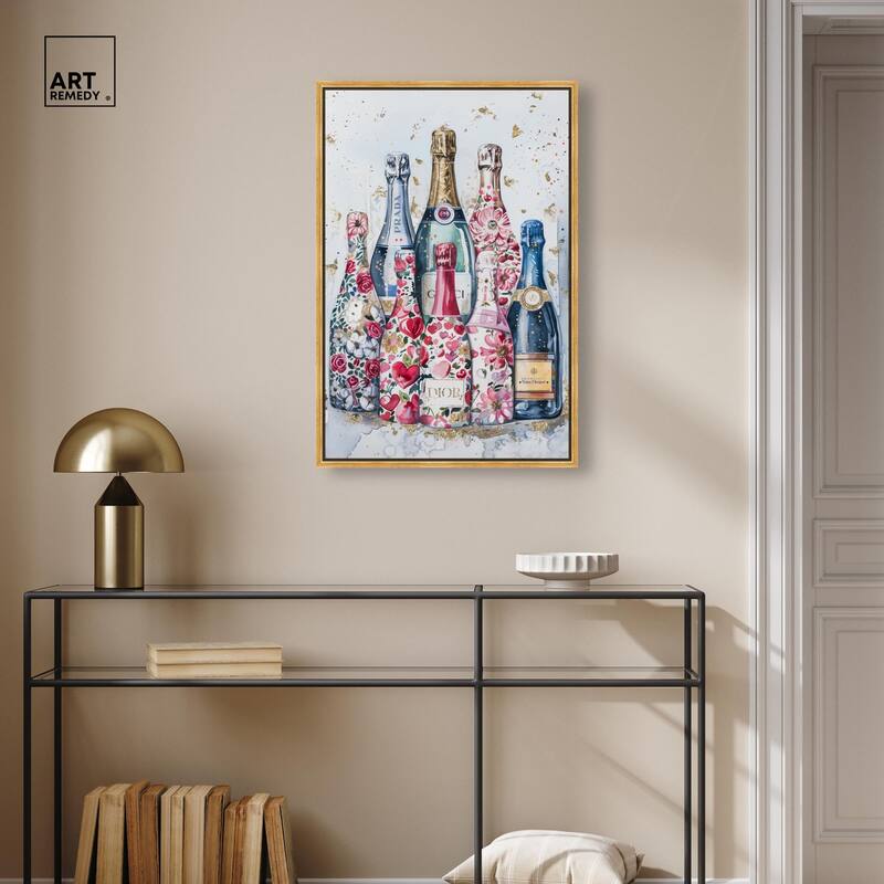 Intricate Floral Champagne Canvas by Art Remedy
