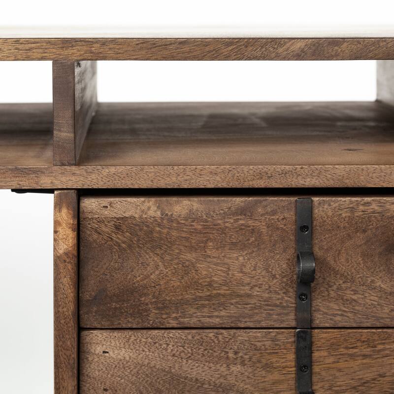 Glenn VII Dark Brown Wood w/Black Iron Frame Desk