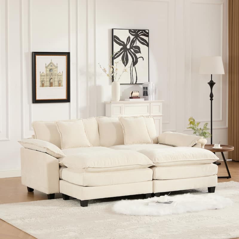 Oversized Chenille Upholstered Sofa, Modular Sectional Cloud Sofa, 2 Seater Sofa with Wider Armrest & Backrest Pillows