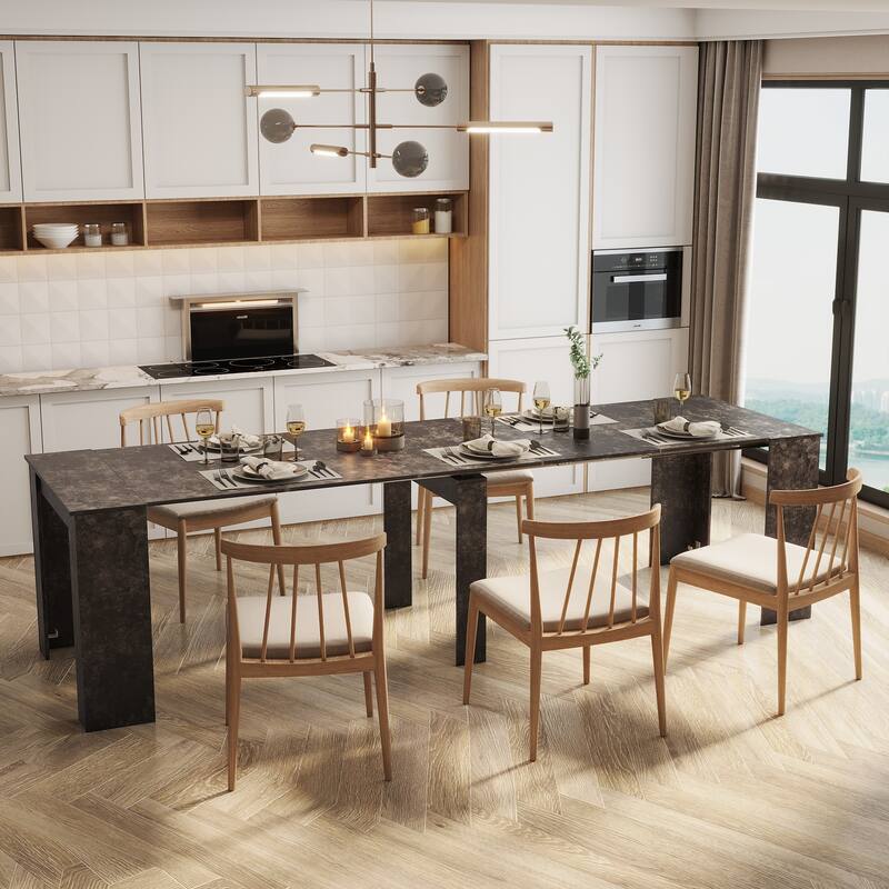 Foldable Dining Table for 6-12 People, Extends to 118 inchConsole Table Space Saving Dinette