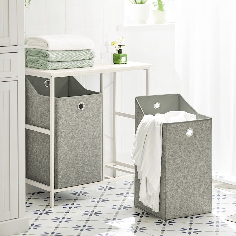 Haotian BZR57-W, Bathroom Storage Laundry Cabinet With 2 Removable Baskets