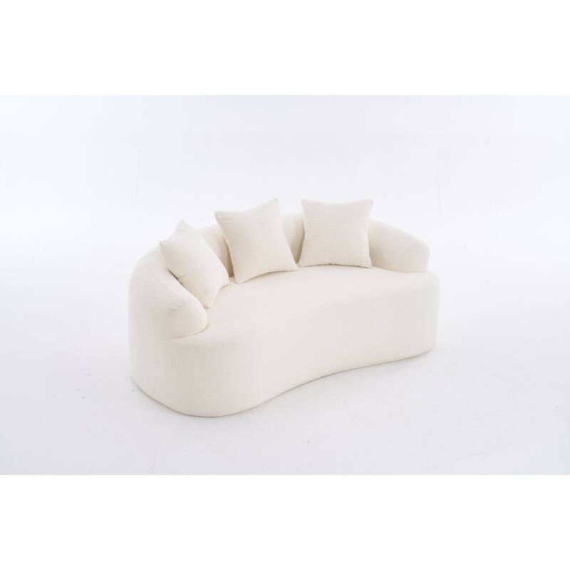 65" Classic 2-Seater Fabric Sofa with Memory Foam & 3 Pillows