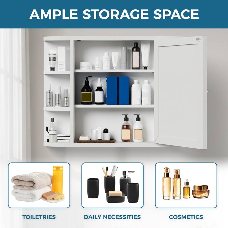 Dovelina Wall Medicine Cabinet Multifunctional Wall-Mounted Mirrored Cabinet with Magnetic Doors - 23.6*31.5