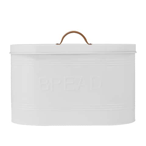 Amici Home Rustic Kitchen Metal Bread Storage Bin, White