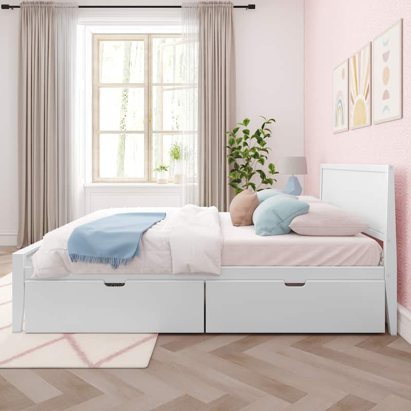 Max and Lily Queen-Size Bed with Panel Headboard and Storage Drawers