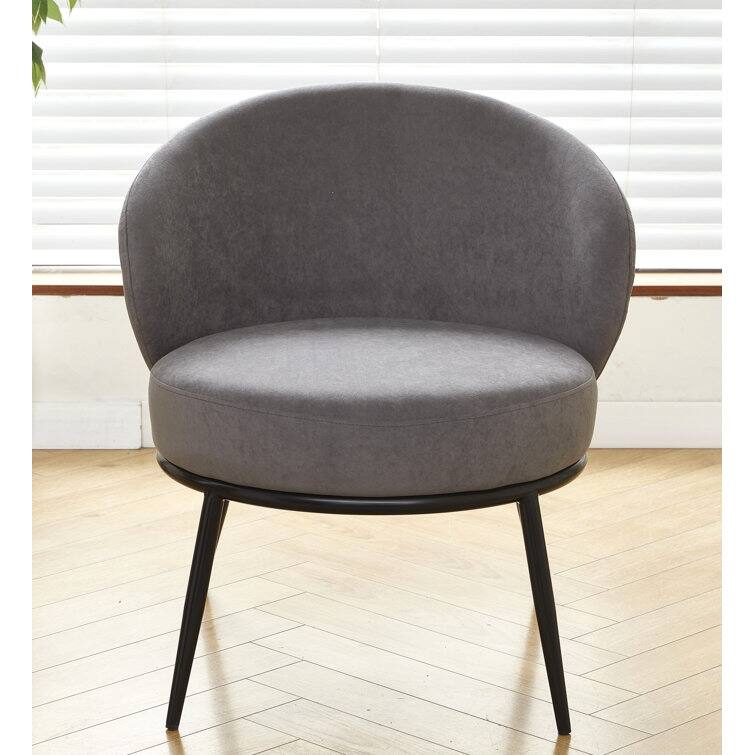 Velvet Accent Chair Solid and Engineered Wood Built on Slender with Black Metal Legs