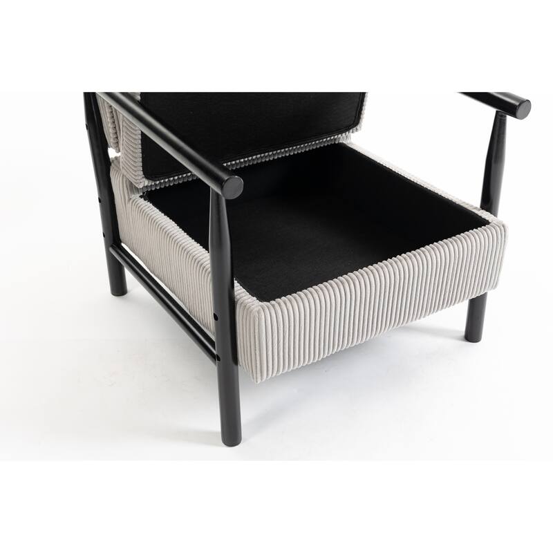 Storage Chair,Mid Century Modern Accent Chair with Wood Frame, Upholstered Living Room Chairs with Waist Cushion