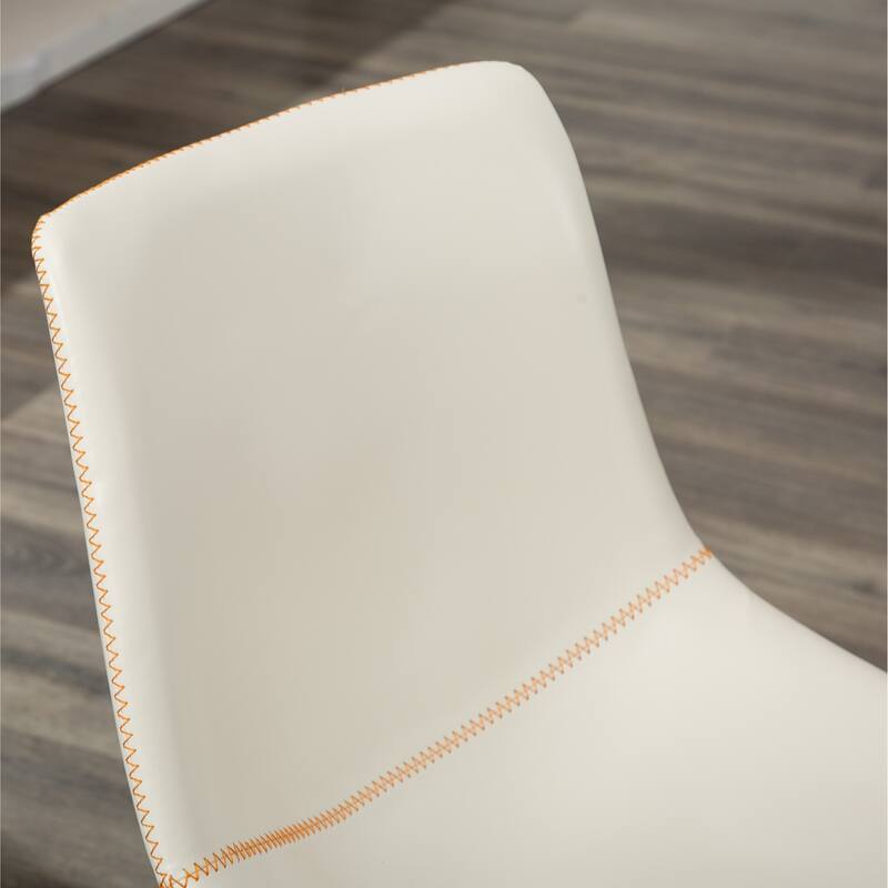 Vintage PU Leather Dining Chairs with Sleigh-Style Legs and Integrated Footstool, for Dining Rooms, Set of 2, White