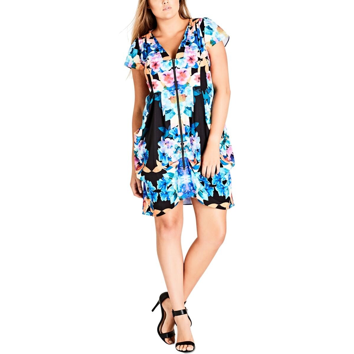 Shop City Chic Womens Plus Tunic Dress Wear To Work Floral Print
