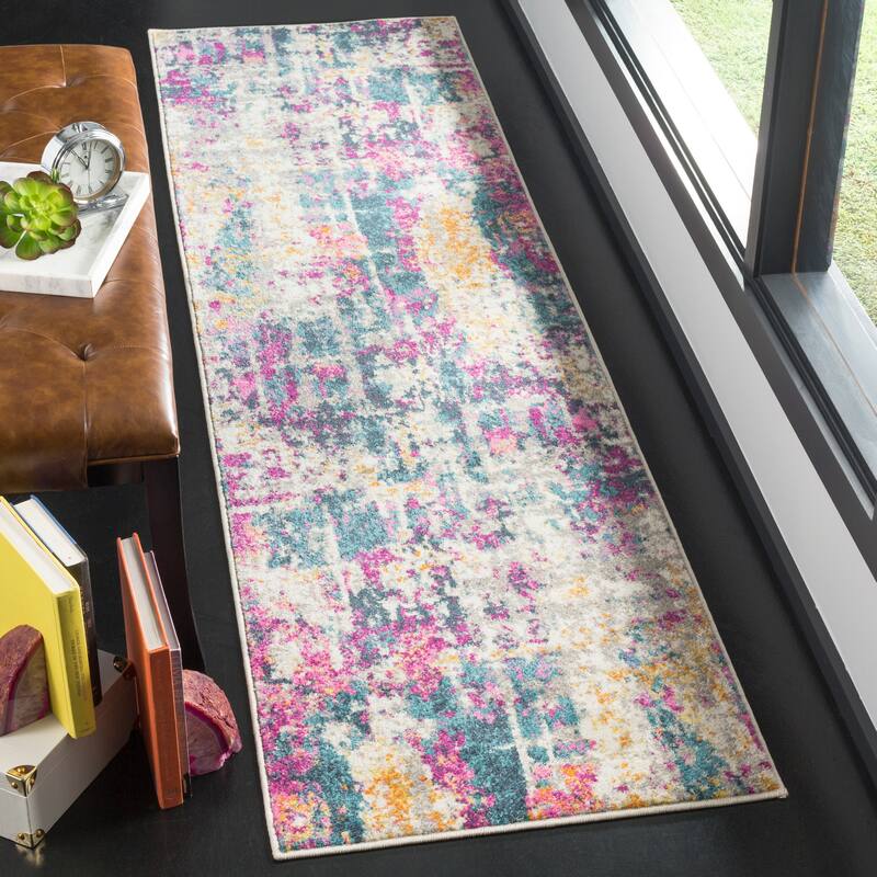 SAFAVIEH Madison Velia Vintage Boho Oriental Rug - 2'3" x 6' Runner - Ivory/Blue