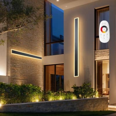 2-Piece Outdoor Wall LED Fixture IP65 Rated and Dimmable Adjustable Color Temperature - 59.1 x 4.7 x 1.8 in