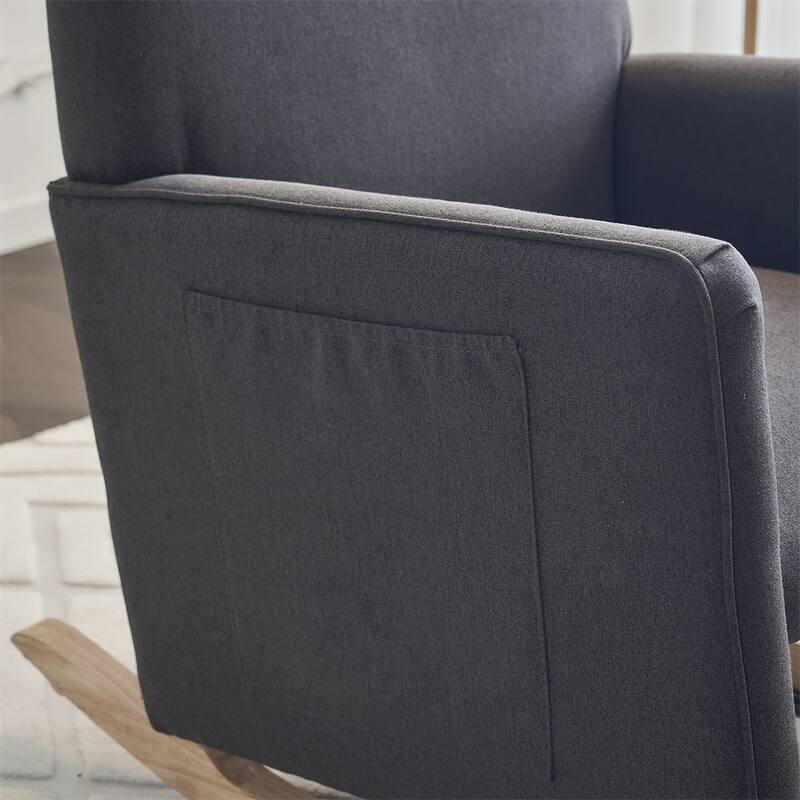 Teddy Fabric Nursery Rocking Chair With Adjustable Footrest