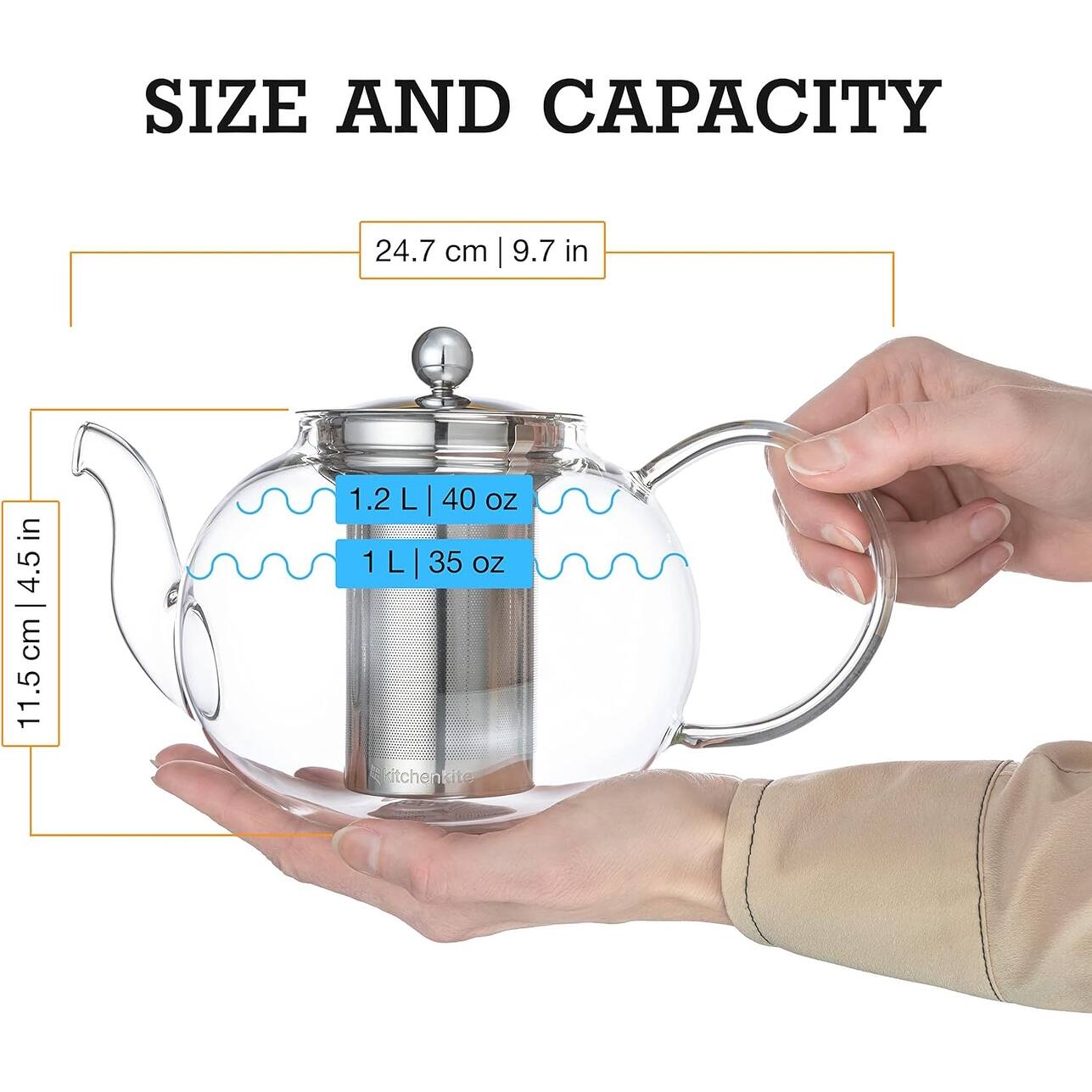 Glass Teapot Set with 4 Double Wall Teacups & Removable Stainless Steel