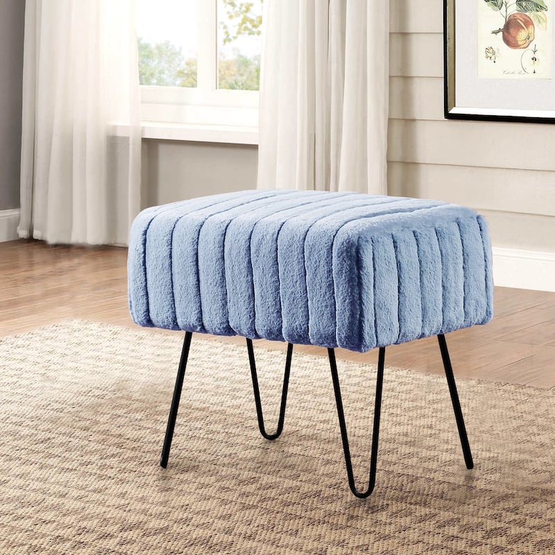 Serenta SuperMink Fauxfur Ottoman Bench - 19" x 13" x 17" - Arona