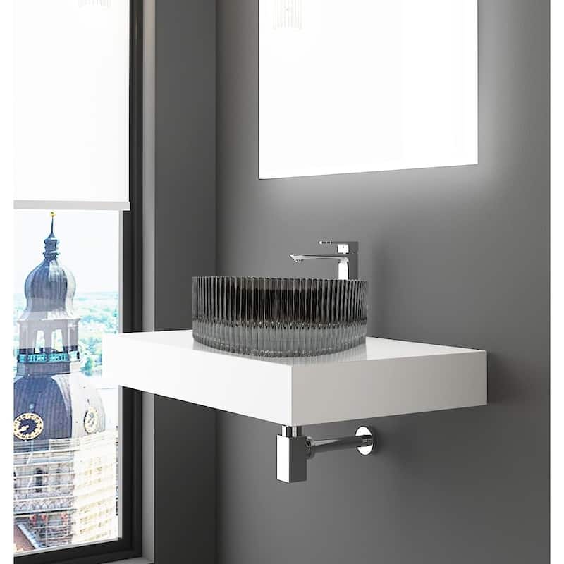 Cowrie Tempered Glass Circular Vessel Bathroom Sink