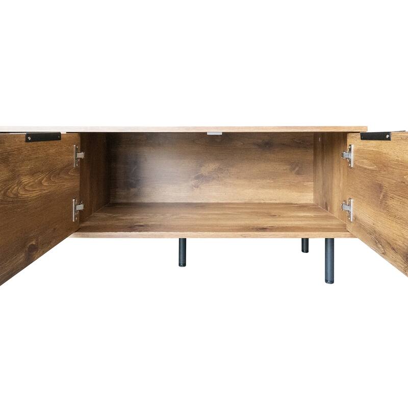 Wood TV Stand with Cabinets and Open Storage, Media Console Table, Entertainment Center with 2 Drawers