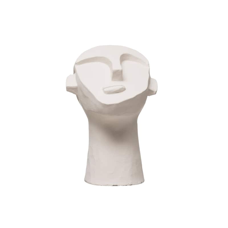 8.25"H Cement Face Sculpture - White
