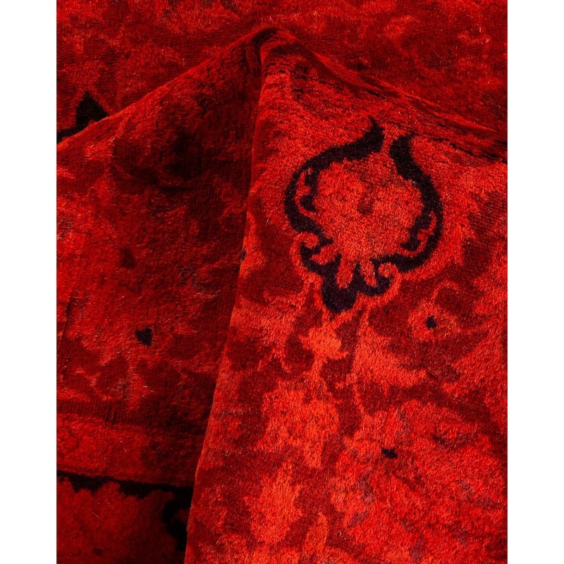 Overton Hand Knotted Wool Vintage Inspired Modern Contemporary Overdyed Orange Area Rug - 3' 2" x 5' 2"