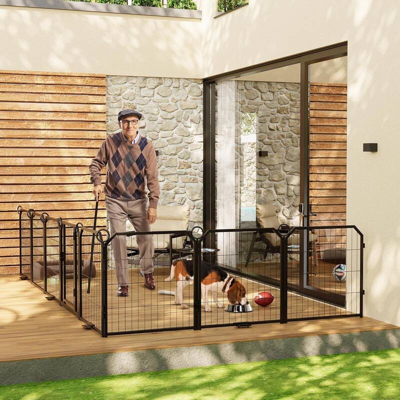 16 Panels 24 Inch Portable Dog Playpen and Pet Fence Indoor and Outdoor - 16 Pcs