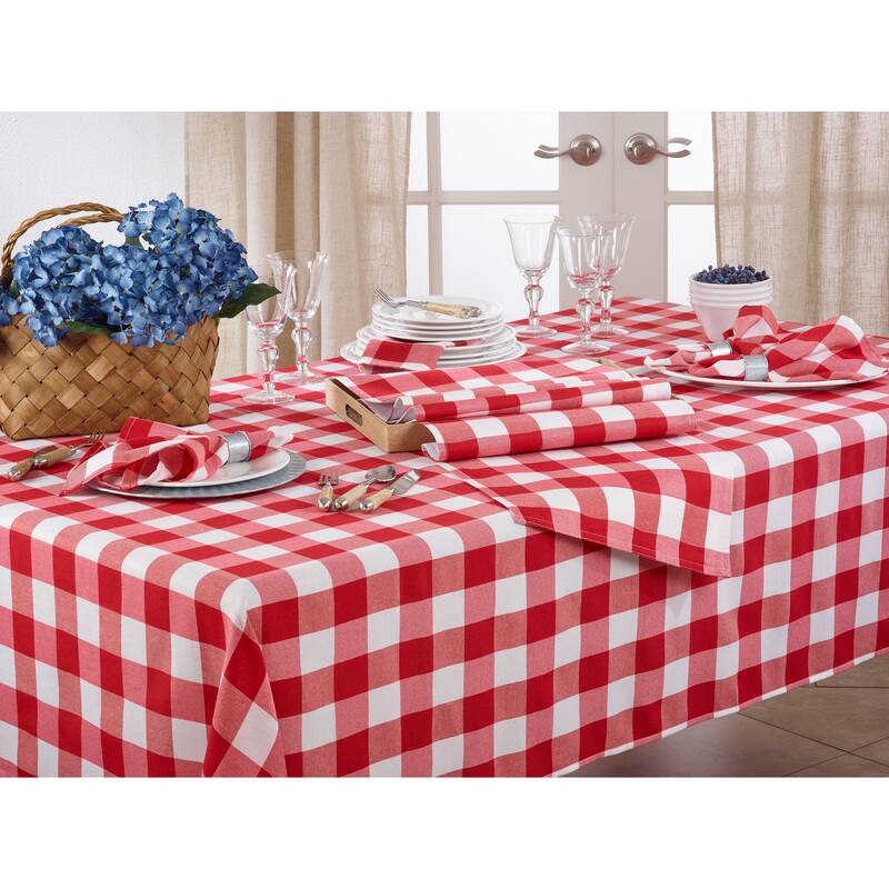 Buffalo Plaid Check Pattern Design Cotton Napkins (Set of 4)