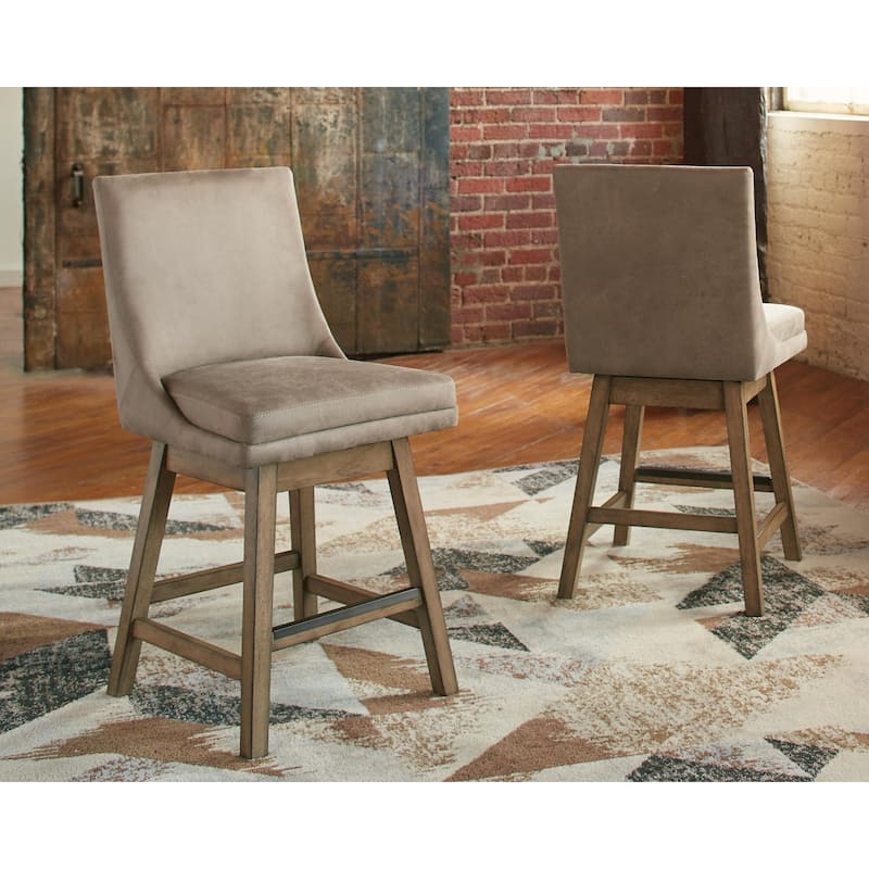 Tallenger Upholstered Swivel Stool (Set of 2) - Beige - Counter Height