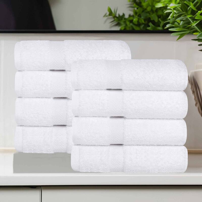 Superior Franklin Cotton Lightweight Hand Towel Set of 8 - White