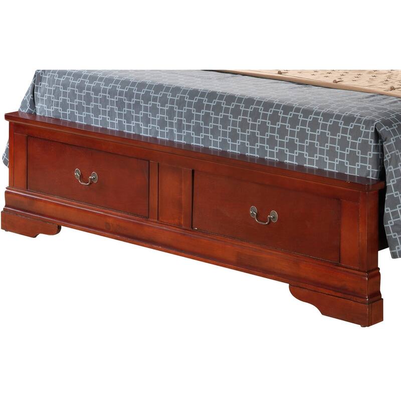 Elegant Cherry Wood Full Storage Bed - Curved Mouldings and Ample Storage Solutions