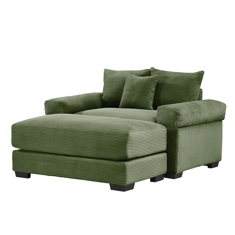 GDFStudio - Soft Corduroy Fabric 1-Seater 54.3" Sofa Chair with Ottoman