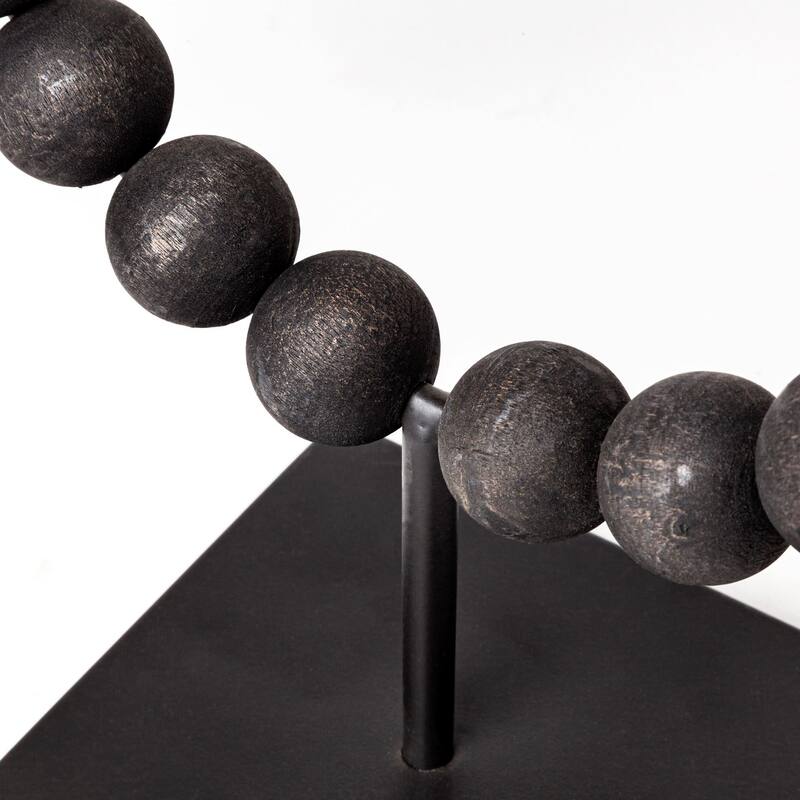 Tulane I Black Beaded Broken Sphere Decorative Object