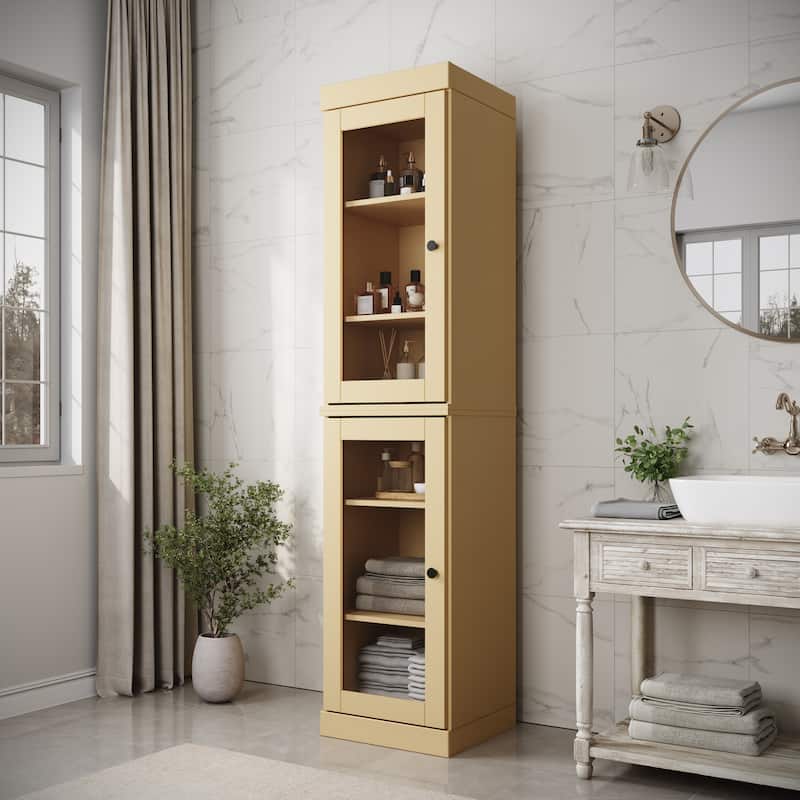 100% Solid Wood 16.5" Bathroom Cabinet with Optional Doors by Palace Imports - Yellow-Glass