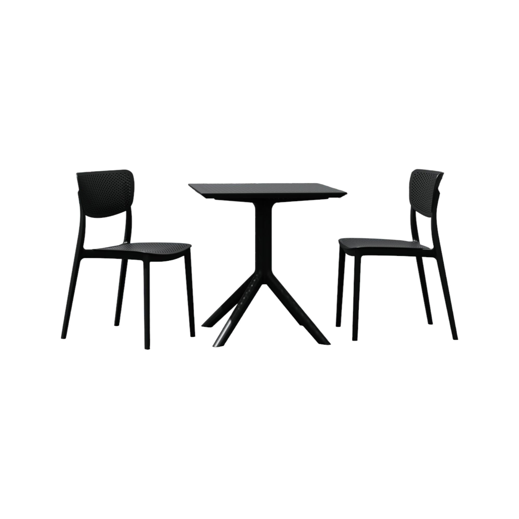 3-Piece Black Solid Patio Bistro Set 33"