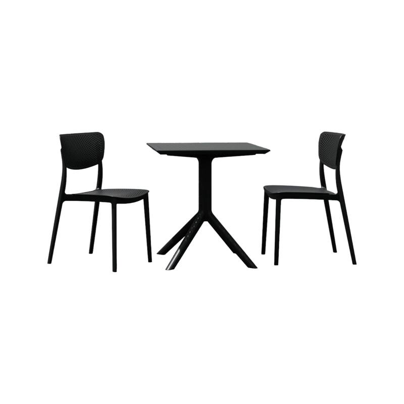 3-Piece Black Solid Patio Bistro Set 33"