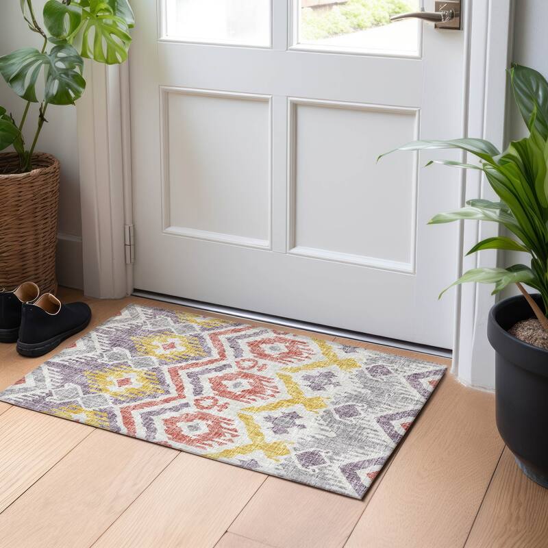 Premium Washable Super Soft Modern Global Mayfield Rug - Purple - 1' 8" x 2' 6" - Rectangle