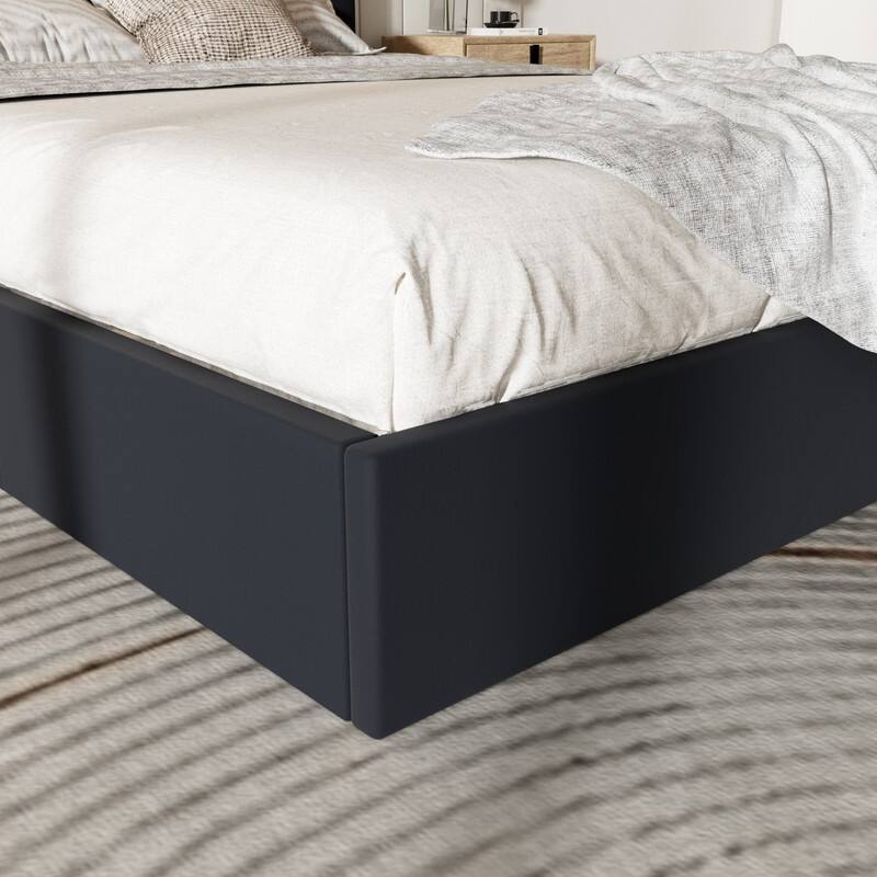 Plywood Frame Upholstered Platform Bed with Lift-up Storage