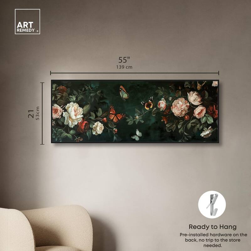 Emerald Floral Panoramic Canvas by Art Remedy