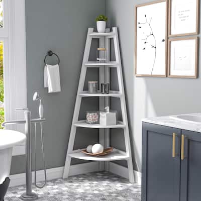 DH BASIC Space Saving Tiered 5-shelf Corner Bookshelf by Denhour