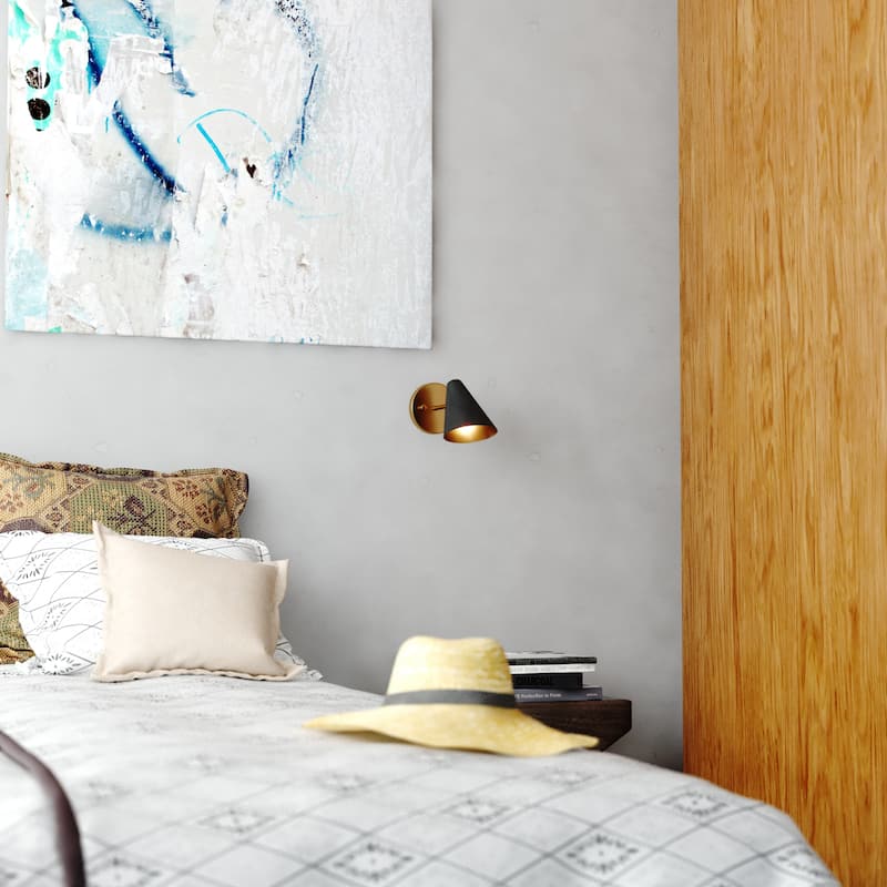 Pryce 1 Light Mid-Century Modern Wall Sconce Fixture with Metal Cone Shade
