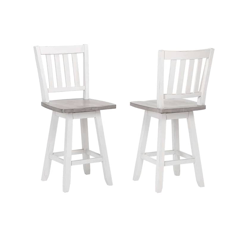 Counter Height Swivel Stool - Set of 2, White/Wash Gray