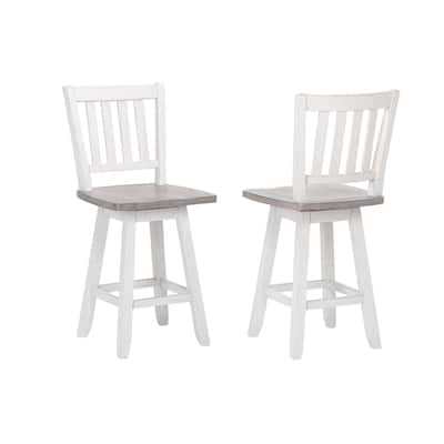 Counter Height Swivel Stool - Set of 2, White/Wash Gray
