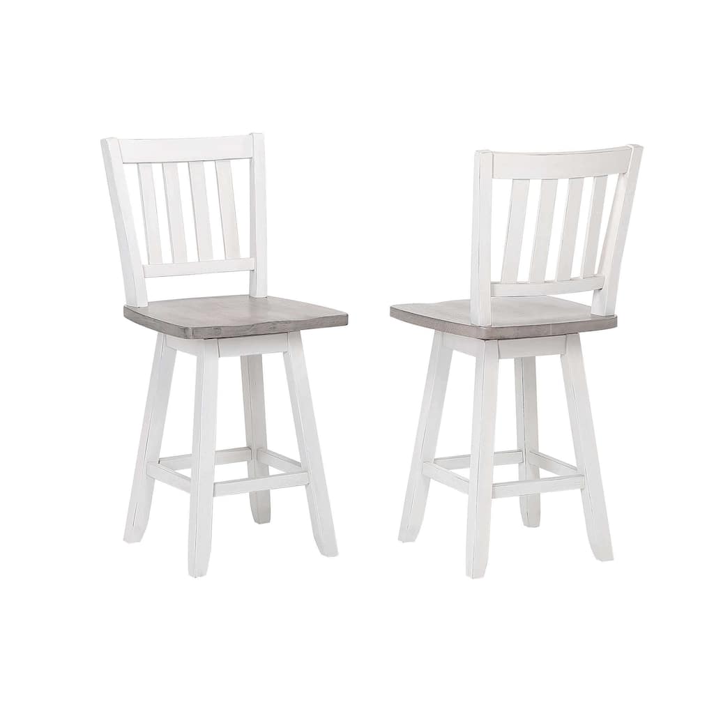 Counter Height Swivel Stool - Set of 2, White/Wash Gray