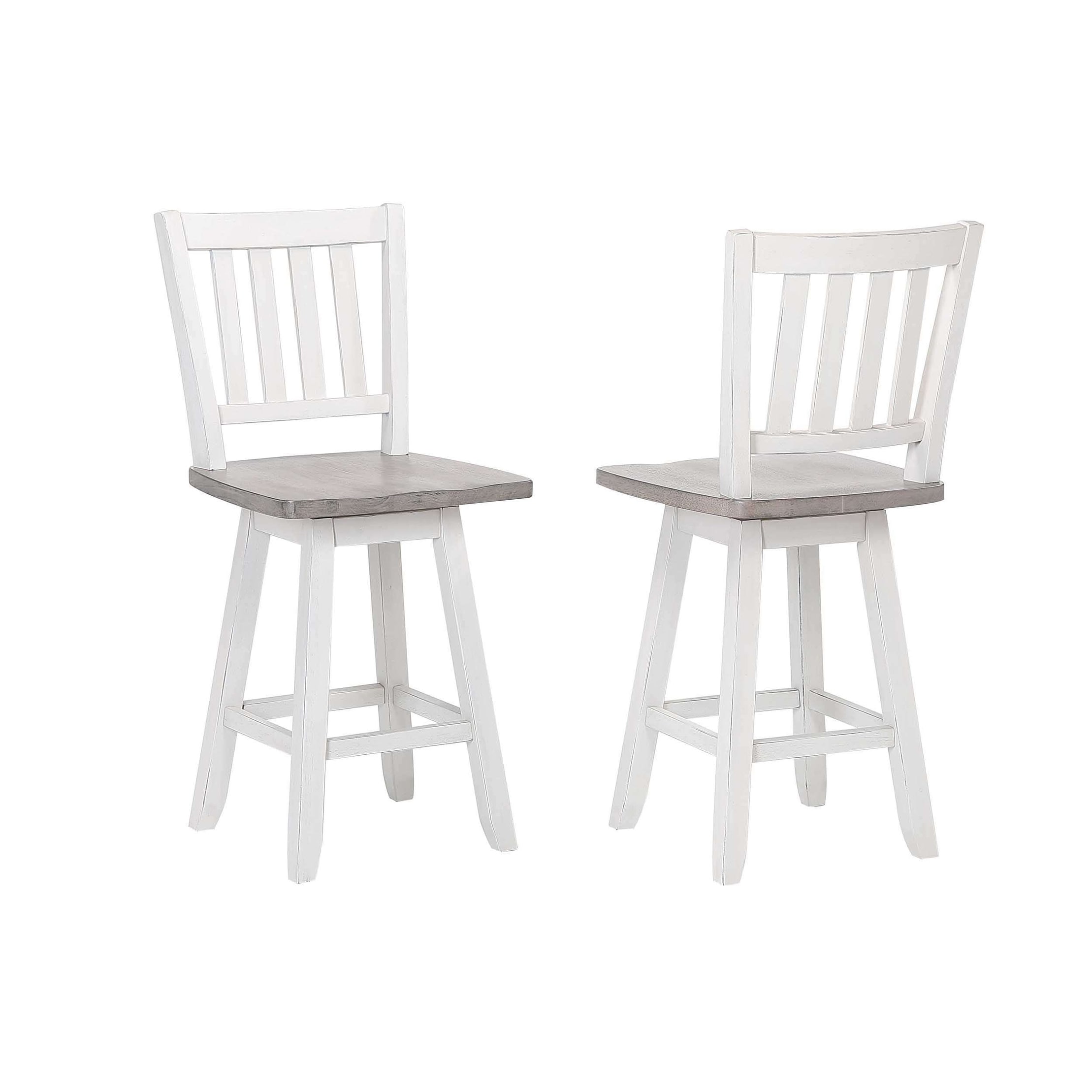 Counter Height Swivel Stool - Set of 2, White/Wash Gray