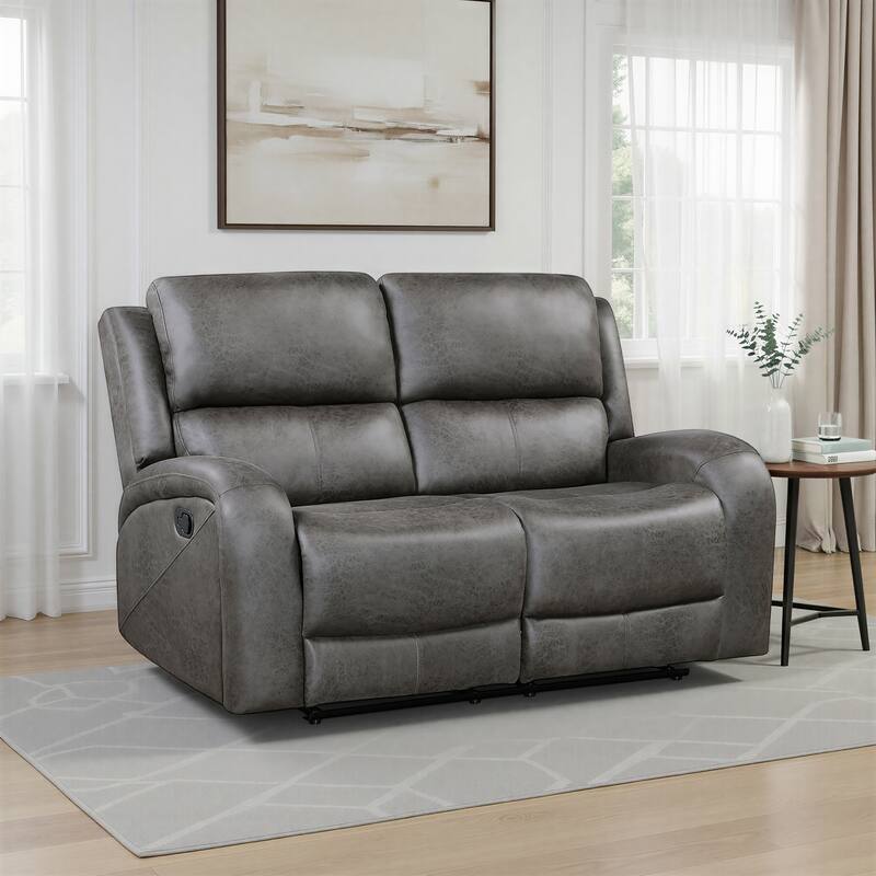 Fremont & Park Mabel 61.5" Polished Microfiber Manual Double Reclining Loveseat