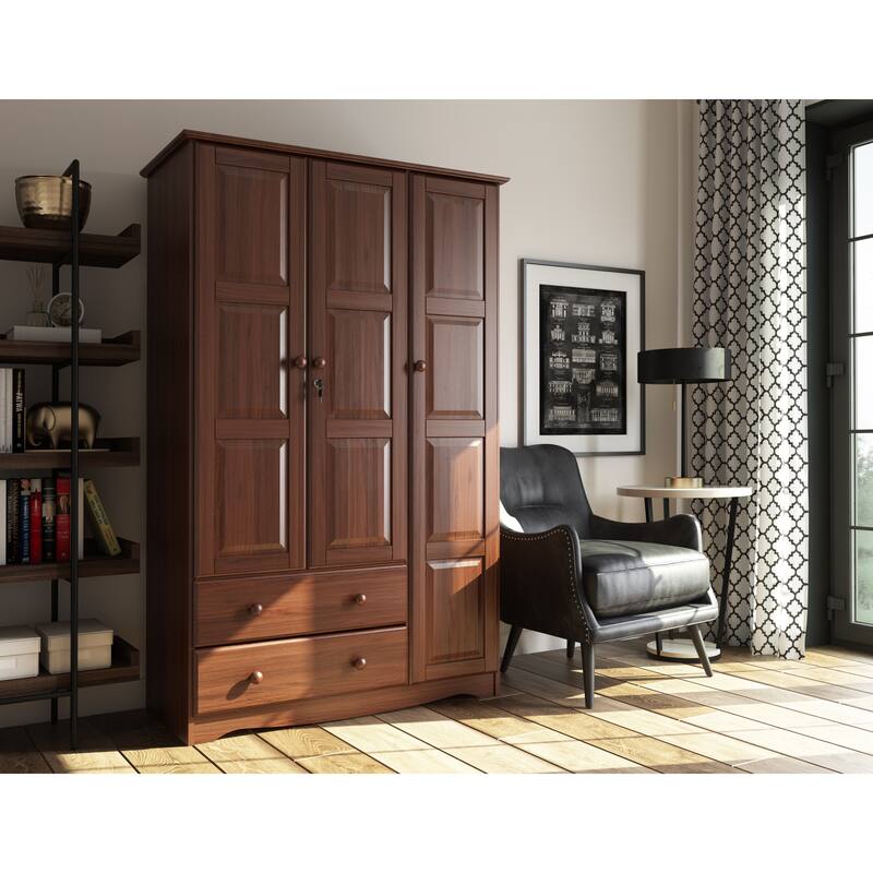 Palace Imports 100% Solid Wood Grand Wardrobe Armoire - Mocha
