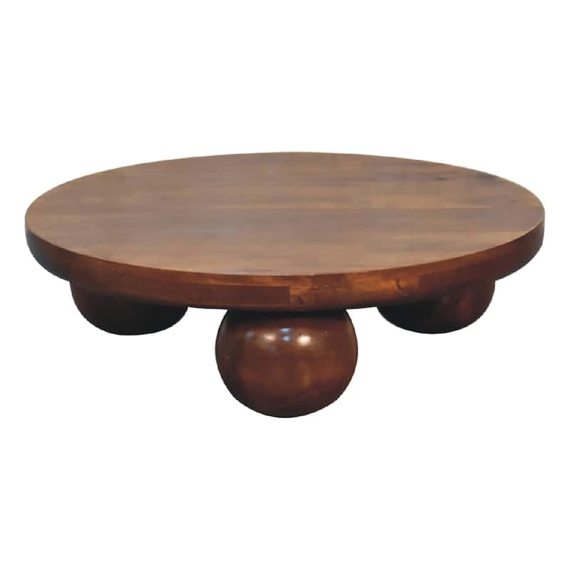 Artisan Furniture Solid Wood Chestnut Central Ball Table, Brown ,circular design