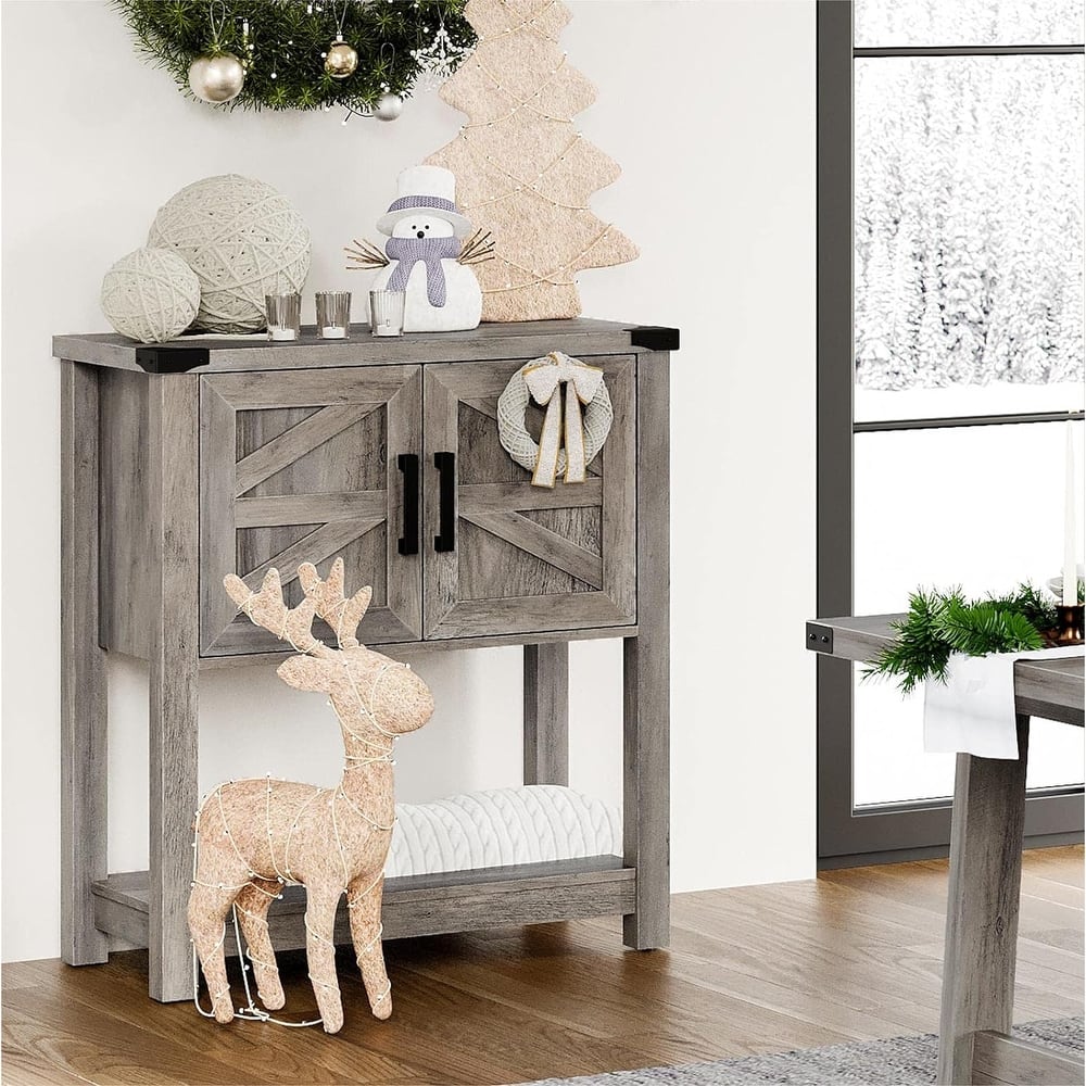 WAMPAT Farmhouse Cabinet, Wood Buffet Sideboard for Living Room