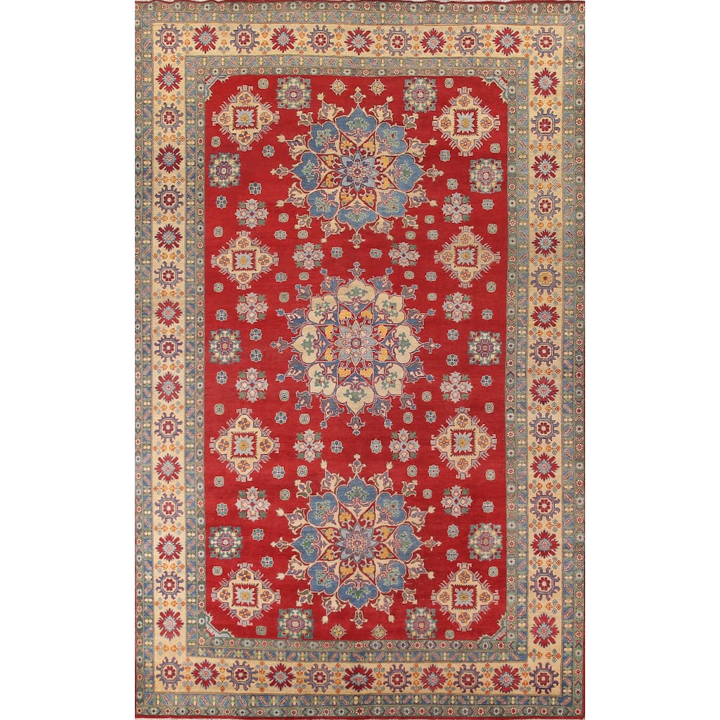Large Red Kazak Oriental Area Rug Hand-Knotted Wool Carpet - 9'9" x 15'5"
