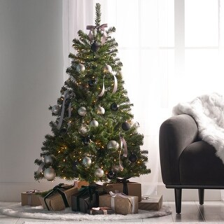 Modern 4.5ft Hinged Christmas Tree with 200 Clear Lights-UL and Iron Stand for Holiday