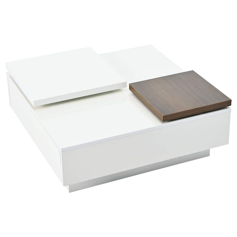 Movable Top Coffee Table with High Gloss finish - 31.5'' D x 31.5" W x 13.2" H