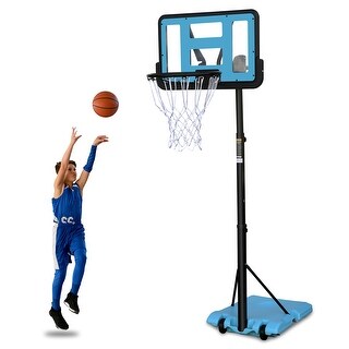 Outdoor Portable Basketball Hoop System, 44-Inch Backboard, Height Adjustable 4.8 to 7.7ft with Stable Base and Wheels