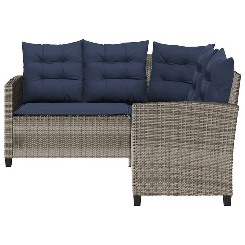 vidaXL Patio Sofa with Cushions Outdoor Seating Sectional Sofa Poly Rattan
